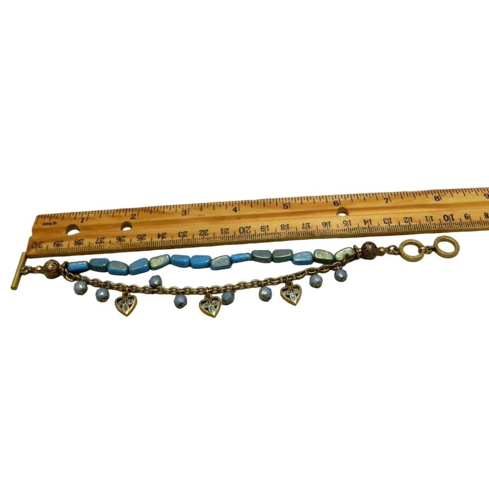 Premier Designs Never Ending Bracelet Mesa Pierced Earrings Matte Gold Blue - Picture 7 of 7